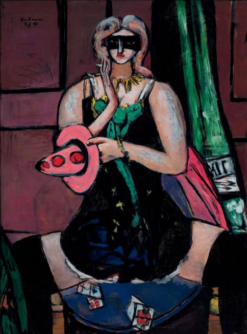 Max Beckmann, Fastnacht-Maske grün, violett und rosa, Columbine, 1950, Öl auf Leinwand, 135,9 x 100,5 cm, St. Louis, Saint Louis Art Museum, Nachlass Morton D. May
